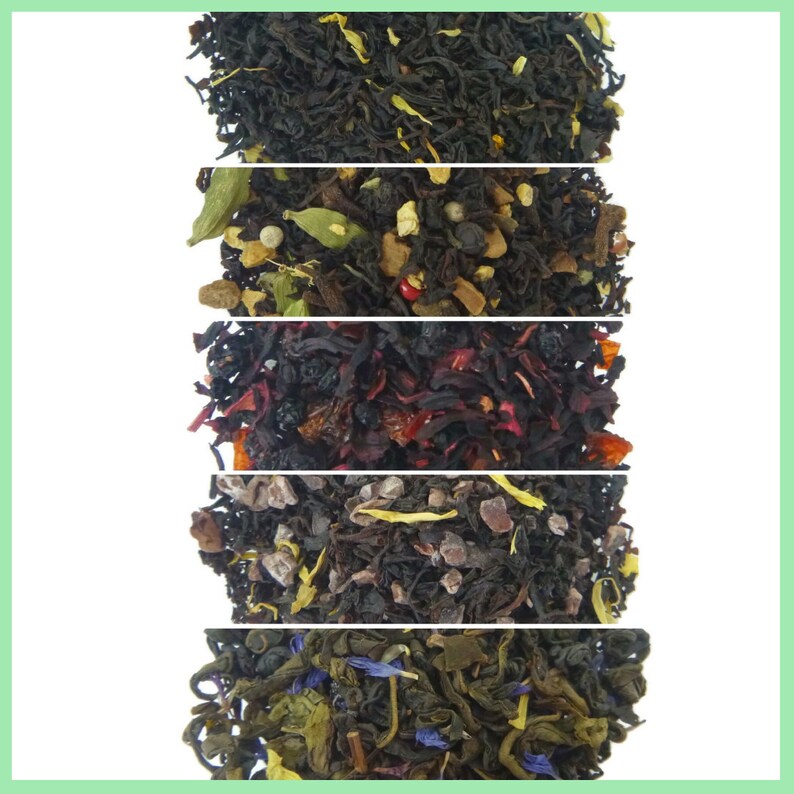 Flavor Pack Loose Leaf Tea Rook and Rose Teas Tea Pack Literary tea black tea green tea caffeine free sample pack image 2