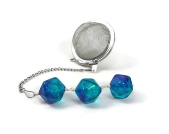 Dice Tea Infuser: Gemini Blue d20 Gamer Gift