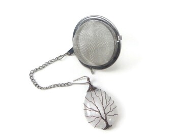 Quartz Tree of Life Tea Infuser: Antique Copper Charm, Stainless Steel