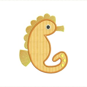 Cute Seahorse Applique Machine Embroidery Design Blended Colors 5x7 and 6x10 Hoop Bernina Viking Pfaff Babylock Janome and More