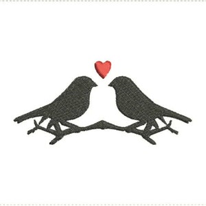 Birds On A Branch w/ Heart Machine Embroidery Design 3 sizes 4x4 and 5x7s Hoop Bernina Viking Pfaff Babylock Janome and More