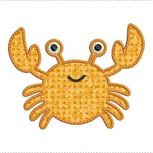 Cute Crab Applique Machine Embroidery Design 5x7 and 6x10 Hoop Bernina Viking Pfaff Babylock Janome and More