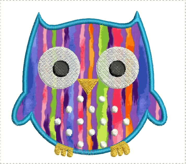 Cute Owl Applique Machine Embroidery Design 4x4 and 5x7 Hoop Bernina Viking Pfaff Babylock Janome an