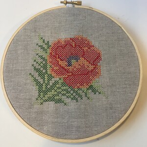 Cross Stitch Poppy Embroidery Machine Design 4x4 Bernina Brother Pfaff Husqvarna and More