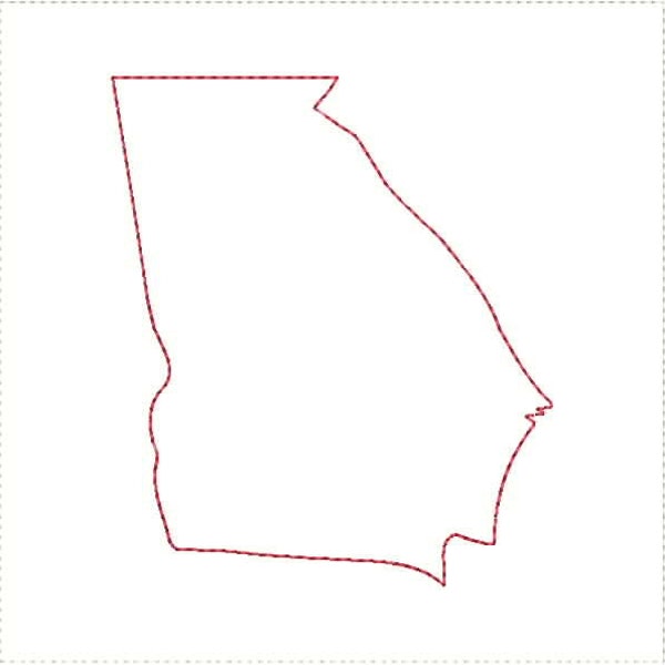 Georgia GA Outline and Heart US United States Embroidery Machine Design 4x4 5x7 Bernina Brother Pfaff Husqvarna Elna and More