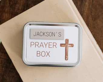 Personalized PRAYER BOX for Boys - Handmade First Communion Gift - Encourage Faith, Prayer and Trust in God