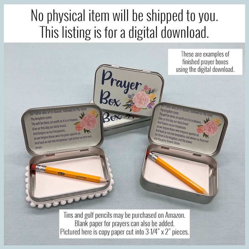Prayer Box Printable Altoid Tin Diy Tin Craft Kids Craft - Etsy