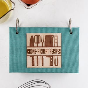 Chef Gift - Personalized Recipe Book Binder - Custom Wooden or Linen Recipe Organizer with Tabs & Recipe Cards