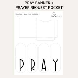Printable PRAY banner and foldable prayer request pocket included with the Wildflower prayer board download.