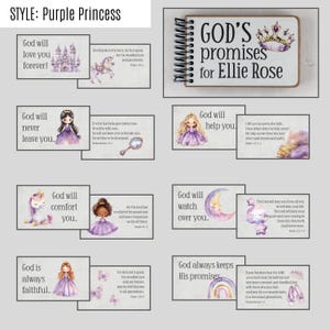 Personalized Baptism Gift Book: God's Promises and Bible Verses with Printed Custom Message Purple Princess