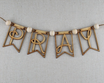 Creative PRAY Banner | Whimsical Prayer Board Banner | Prayer Board Supplies: Jute String, Beads, PRAY Letters