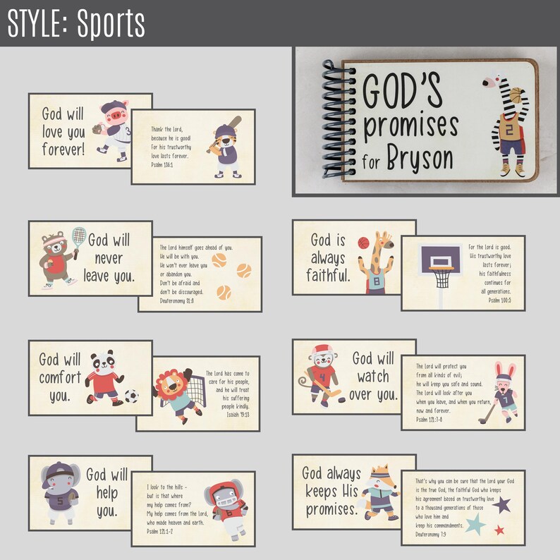 Personalized Baptism Gift Book: God's Promises and Bible Verses with Printed Custom Message Sports