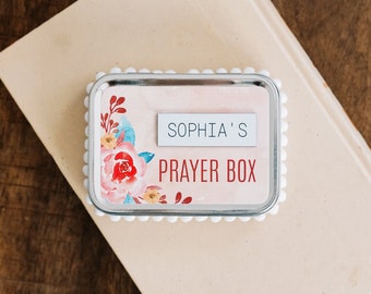 Personalized PRAYER BOX for Girls - Handmade First Communion Gift - 1st Holy Communion Keepsake - Encourage Faith, Prayer and Trust in God