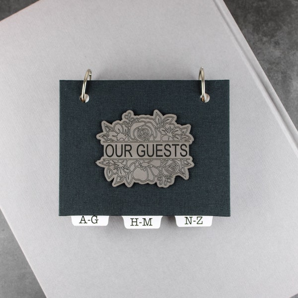 Wedding Guest Book Address Book - Personalized Linen Hardcover - Custom Engraving - 10 Colors - Handcrafted in the USA