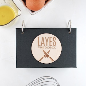 Cooking Gifts for Men - Personalized Recipe Book Binder - Custom Wooden or Linen Recipe Organizer with Tabs & Recipe Cards