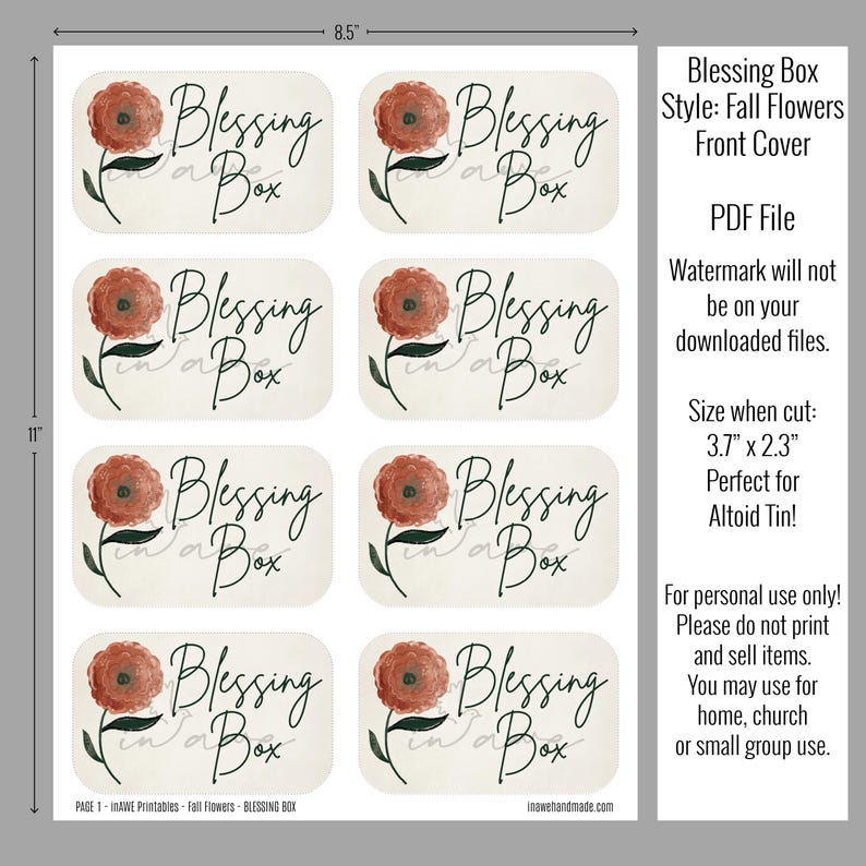 Thanksgiving Blessing Box Craft Kit: Floral Gratitude Gift (digital ...
