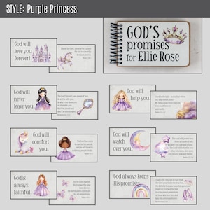 Personalized Baptism Gift Book: God's Promises and Bible Verses with Printed Custom Message Purple Princess