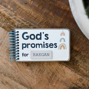 Personalized God's Promise Book with Bible Verses - Unique Gift for Baby Blessing or Baby Dedication, Custom Engraved Nameplate Included