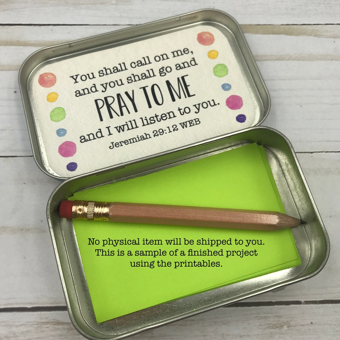 Prayer box printable altoid tin diy tin craft kids craft Etsy