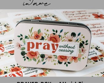 Kit de manualidades imprimible para hacer una caja de oración: diseño floral, "Ora sin cesar", ideal para el ministerio de mujeres y como regalo para estudios bíblicos.