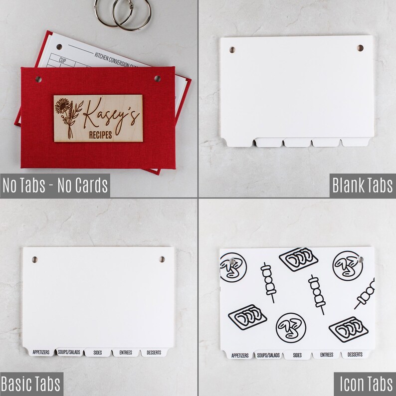 Recipe Book Binder Personalized Wooden or Linen Recipe Organizer