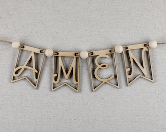 DIY Amen Wood Banner Kit: Christian Home Decor, Prayer Board Art