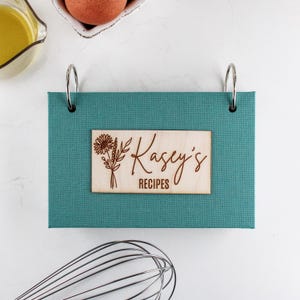 Personalized RECIPE JOURNAL - Custom Wooden or Linen Recipe Book - Handcrafted Recipe Keeper with Tabs & Recipe Cards