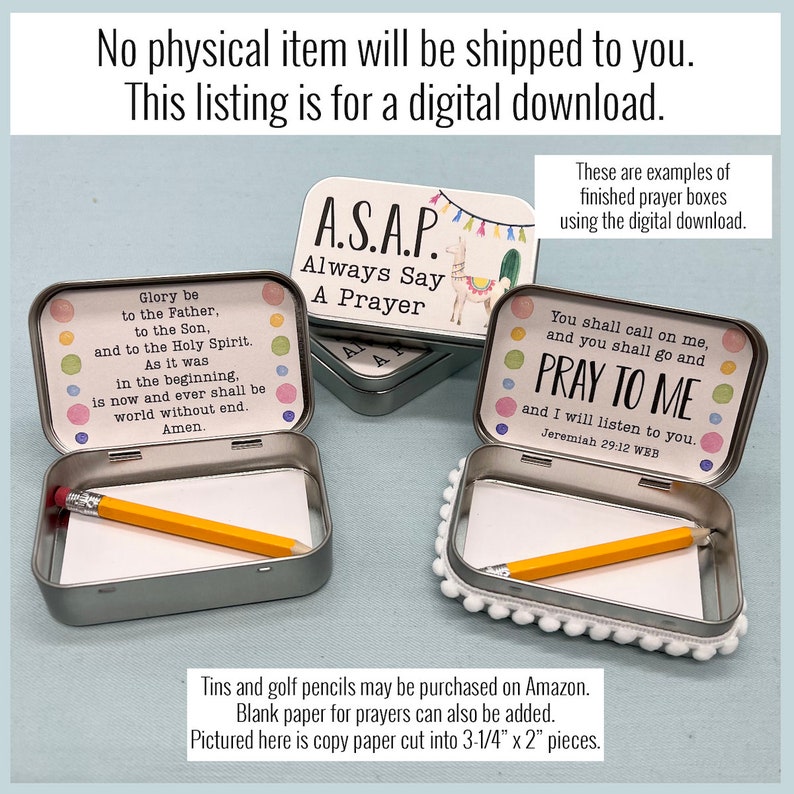 Prayer Box Printable Altoid Tin Diy Kids Craft Sunday - Etsy