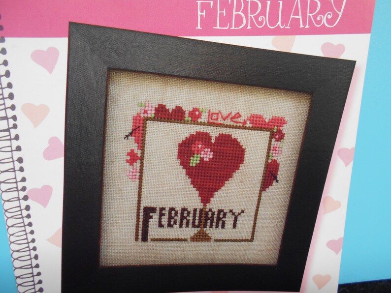 big red heart NEW ~ /'Joyful Journal- February/' Cross Stitch pattern by Heart in Hand NeedleArt Love flowers