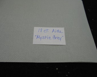 NEW COLOR ~ 18 ct "Mystic Grey" Aida, Similar to DMC 928, blue-greenish grey
