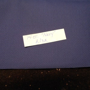 Navy 14 ct Aida Cross Stitch fabric, Very Dark Blue, Substitute for Black/dark color