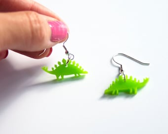 Mini Stegosaurus Drop and clip on Earrings