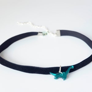 Dinosaur black velvet adjustable choker, festival necklace