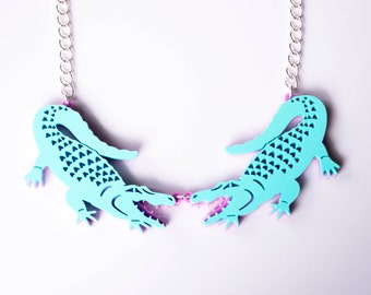 Alligator [crocodile] pastel statement necklace