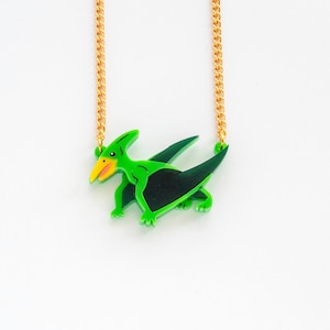 Collar MINI Pterodáctilo, collar de dinosaurio en una gama de colores del arco iris. RTS.