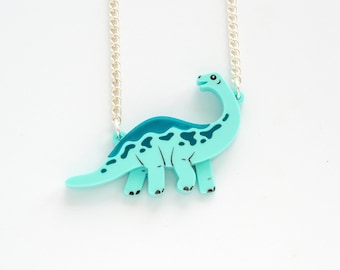 MINI Diplodocus necklace, Dinosaur necklace in a range of rainbow colours