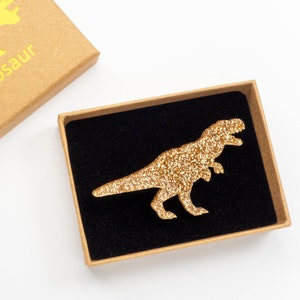 Glitter t-rex dinosaur brooch