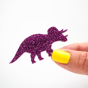 Glitter triceratops dinosaur brooch