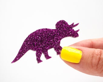 Glitter triceratops dinosaur brooch