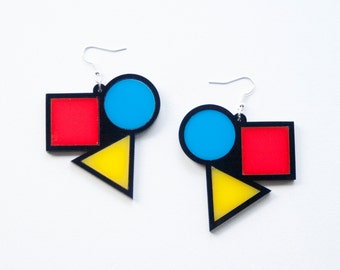 Bauhaus contemporary earrings [circle, triangle, square]