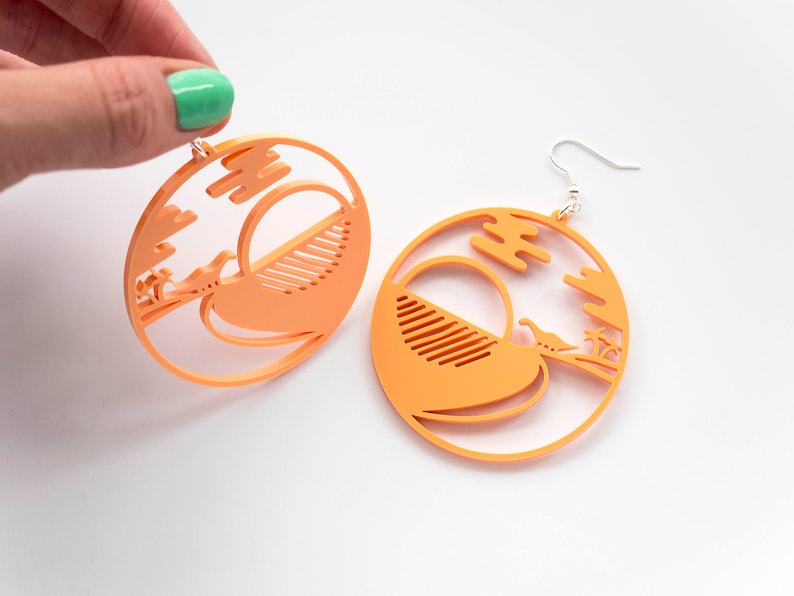Dinosaur summer statement earrings Pastel Orange