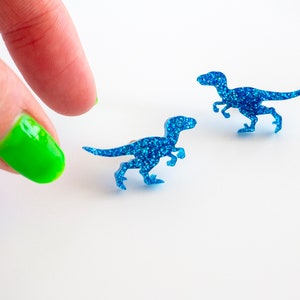 Glitter velociraptor dinosaur studs