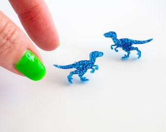 Glitter velociraptor dinosaur studs