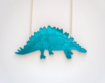 Stegosaurus dinosaur skeleton necklace