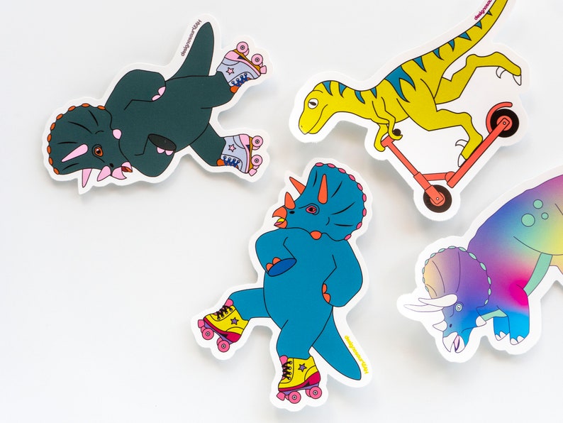 Dinosaur vinyl stickers set of 9 Etsy