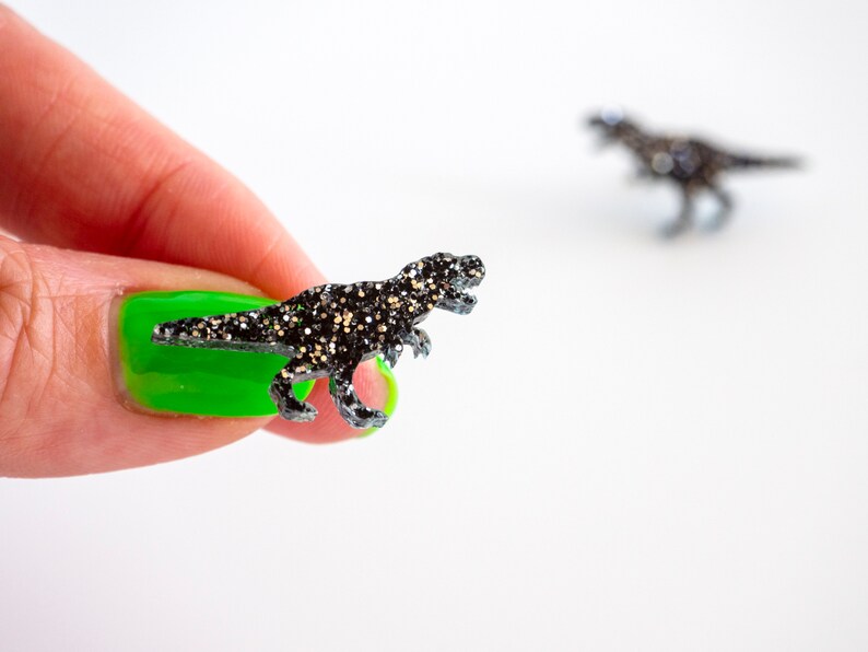 Glitter t-rex dinosaur stud earrings image 5