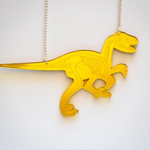 Velociraptor dinosaur skeleton statement necklace