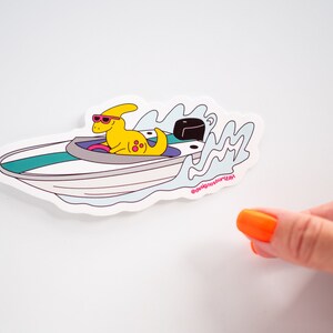 Parasaurolophus driving a speed boat vinyl sticker pack of 3 image 5