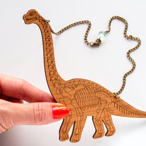 Brachiosaurus dinosaur skeleton necklace