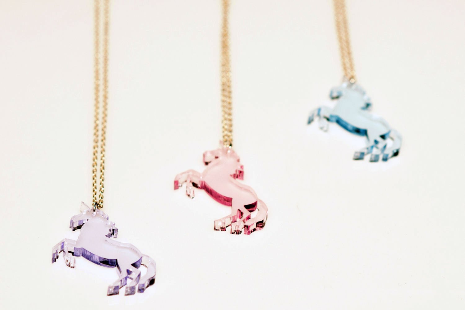 Unicorn pastel long chain necklace